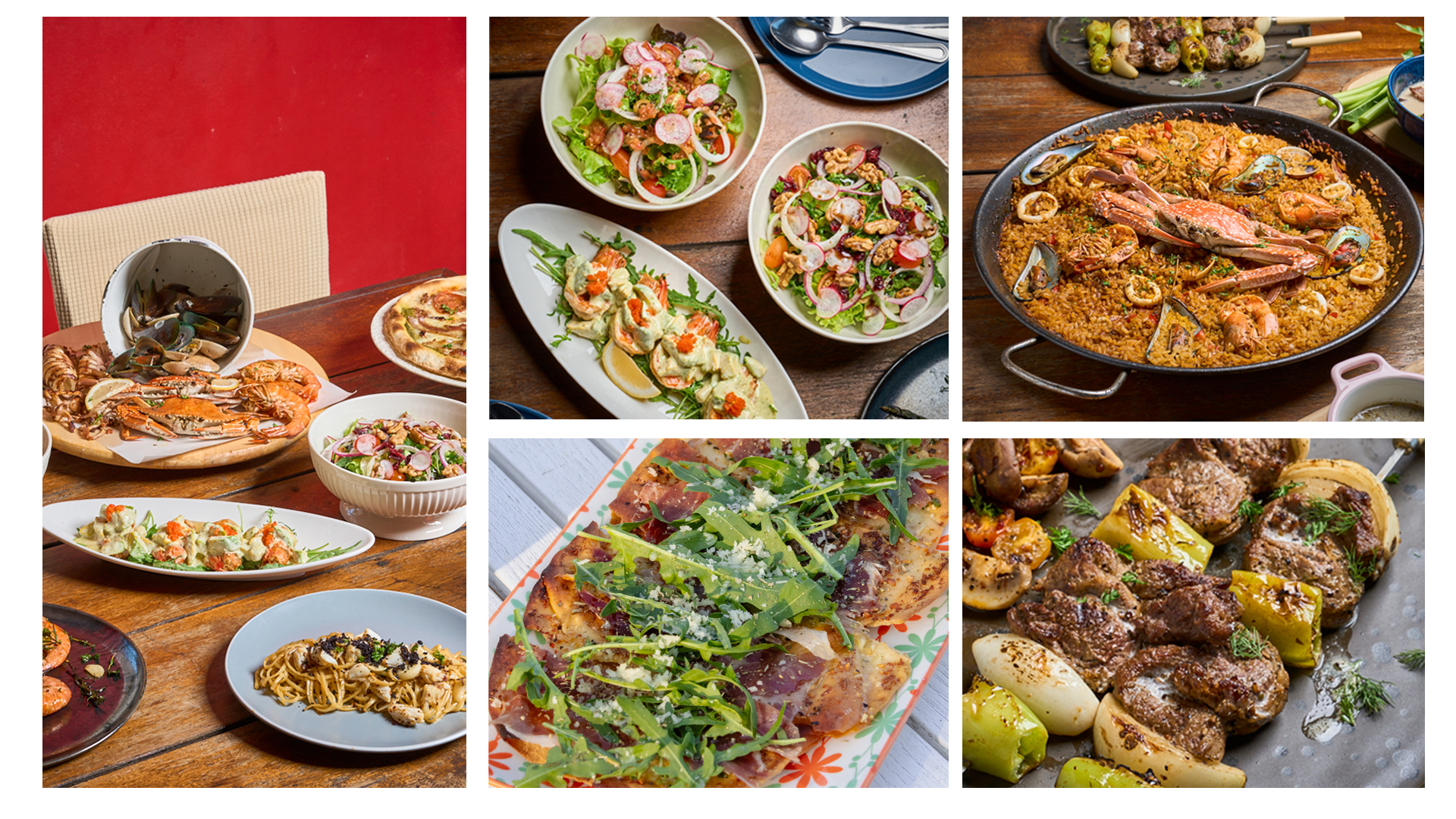 Laciana By The Sea menu — seafood paella, fresh salads, grilled seafood and wood-fired pizza with rocket, Thai-Italian restaurant Hua Hin